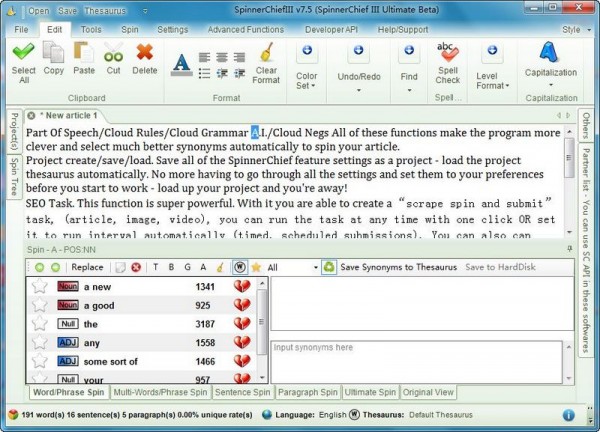 英文SEO工具伪原创工具Spinner Chief Ⅳ v9.02附图文教程
