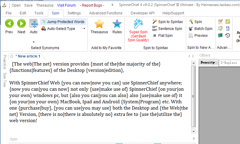 英文SEO工具伪原创工具Spinner Chief Ⅳ v9.02附图文教程