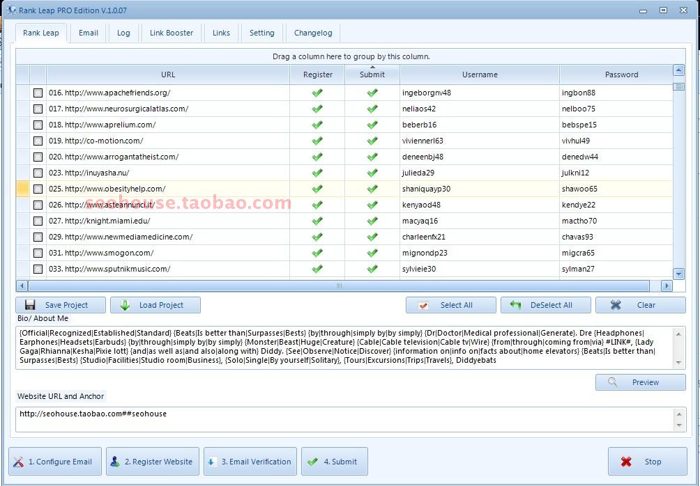 高PR Web 2.0 站点Profile注册发布工具